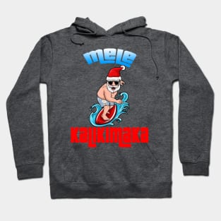 Mele Kalikimaka Christmas Santa Shaka Hawaii Surfing Hoodie